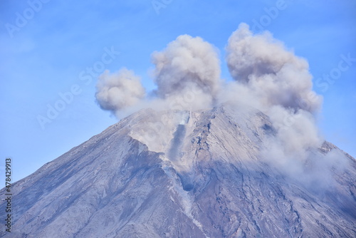 Mount Semeru erupts hot clouds   wedus gembel in East Java  Indonesia
