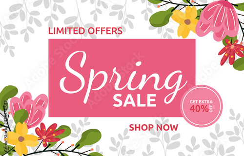 Limited Spring Sale Flower Floral Season Marketing Banner Business