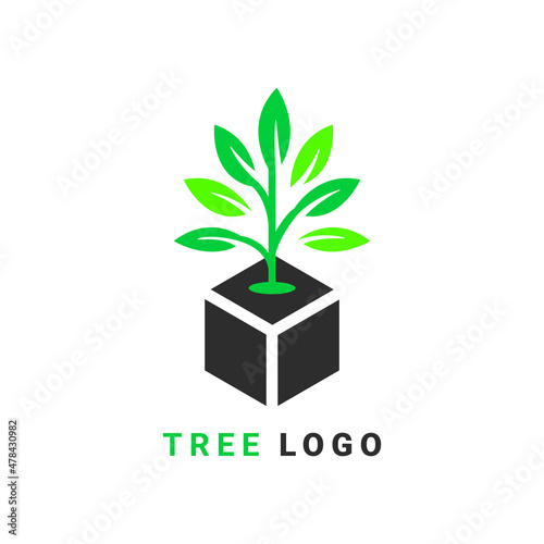 tree logo vector with squares