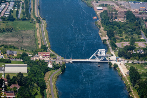 The bridge of Bénouville on the Caen canal to the sea, which replaced the old Pegasus bridge. France photo