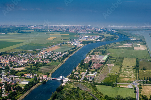 The bridge of Bénouville on the Caen canal to the sea, which replaced the old Pegasus bridge. France © Overflightstock