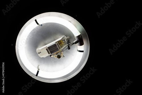 Image of 32W Circle Lamp or fluorescent light bulb or ballast lamp with light on. photo