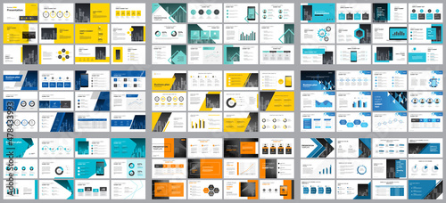 Set business presentation design template backgrounds and page layout design for brochure, book, magazine, annual report and company profile, with info graphic elements graph design concept photo