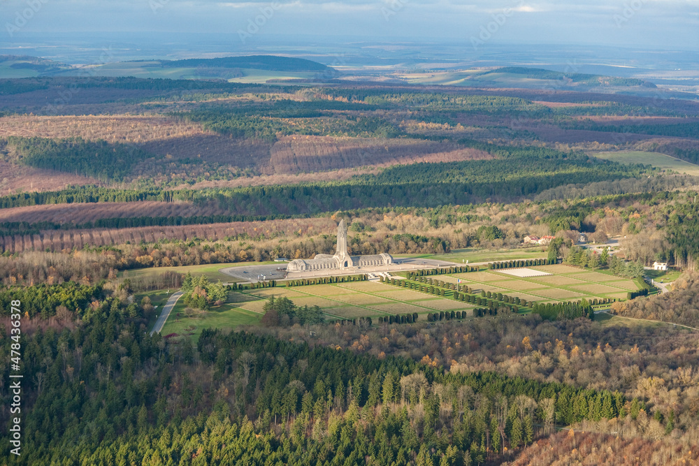 Aerial Citadelle Ossuaire de Douaumont Nord-est de Verdun Lorraine France