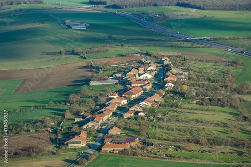 Aerial Village de Hennemont Lorraine France © Overflightstock