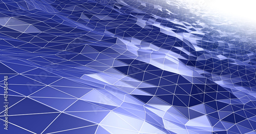 デジタルな波形パターン、ワイヤーフレーム3D