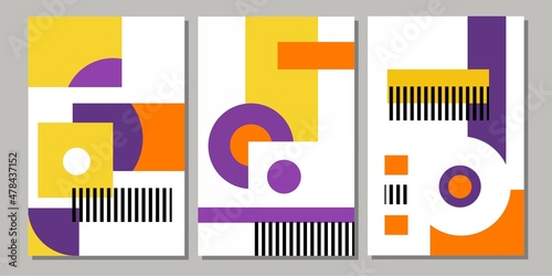 Set three of abstract Geometric mid century modern wall art. Geometry shapes wall decor. Mid century wall Decorations. Can use for poster.