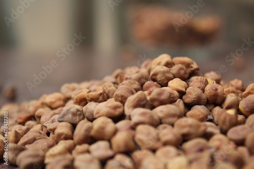 Closeup shot of a bunch of chickpeas