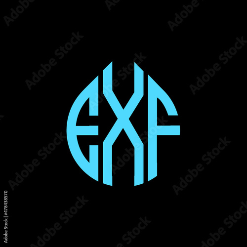 EXF letter logo design on black background. EXF circle letter logo design with ellipse shape. EXF creative initials letter logo concept. EXF logo vector  photo