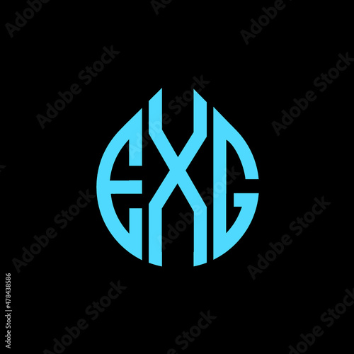 EXG letter logo design on black background. EXG circle letter logo design with ellipse shape. EXG creative initials letter logo concept. EXG logo vector  photo