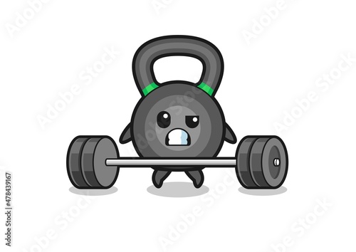 cartoon of kettlebell lifting a barbell