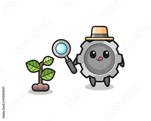 cute gear herbalist researching a plants