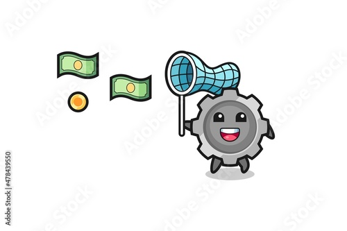 illustration of the gear catching flying money