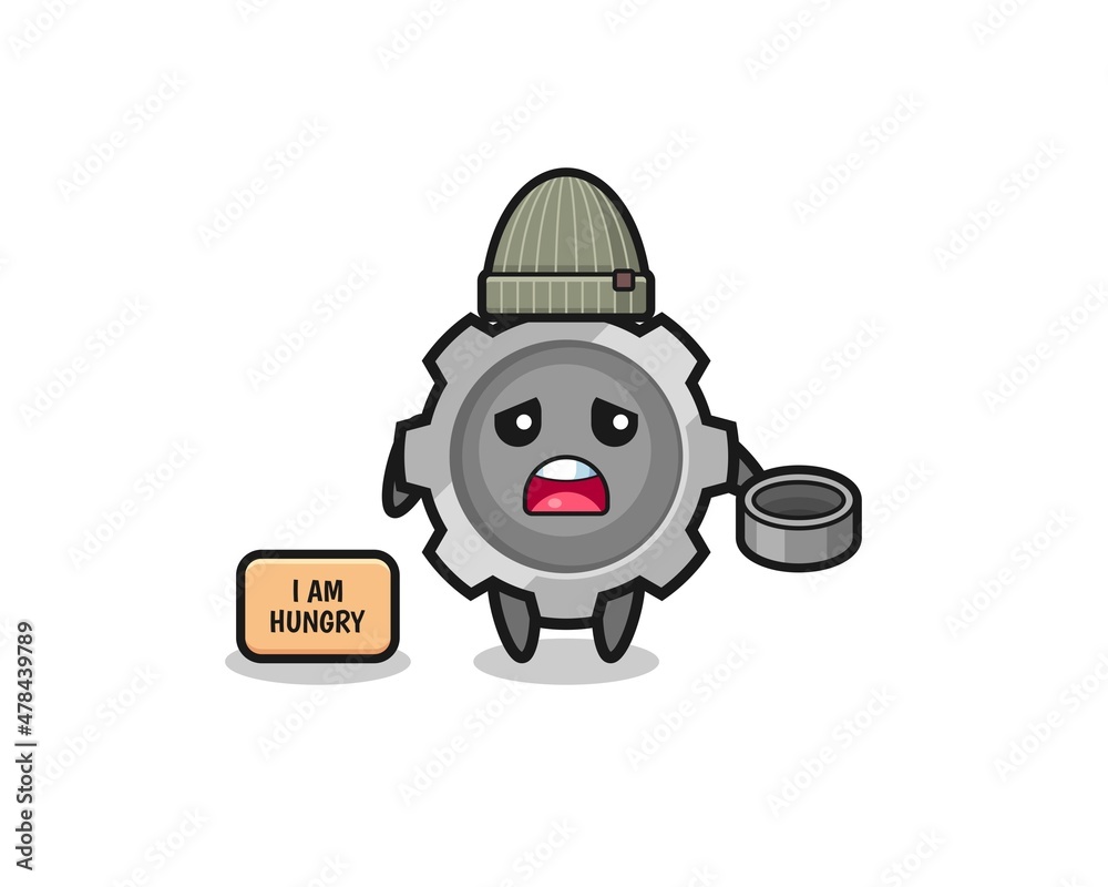 Fototapeta premium cute gear beggar cartoon character