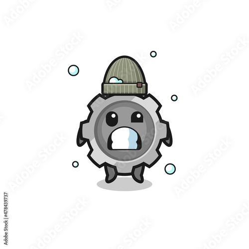 cute cartoon gear with shivering expression