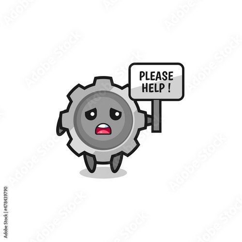 cute gear hold the please help banner