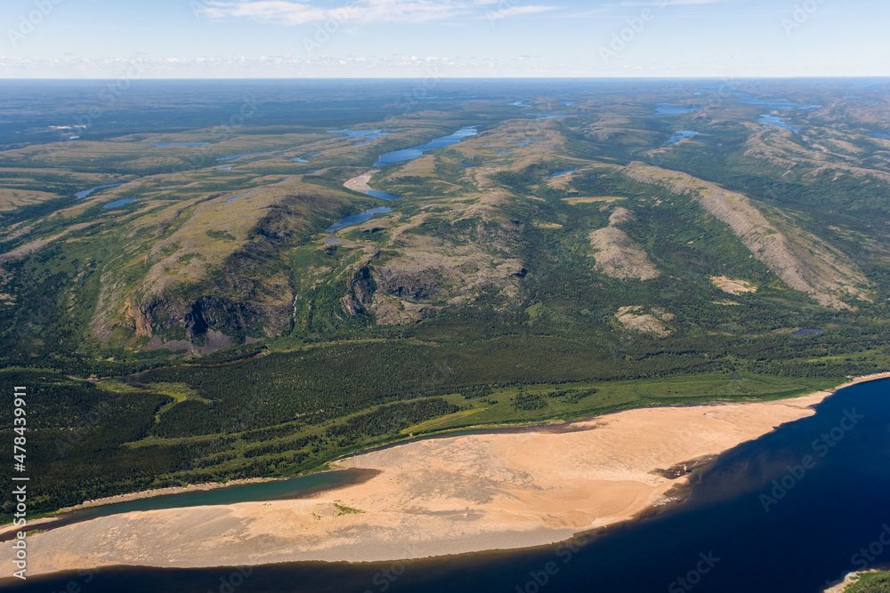 River Koksoak Winding Through Landscape of Nunavik Quebec Canada