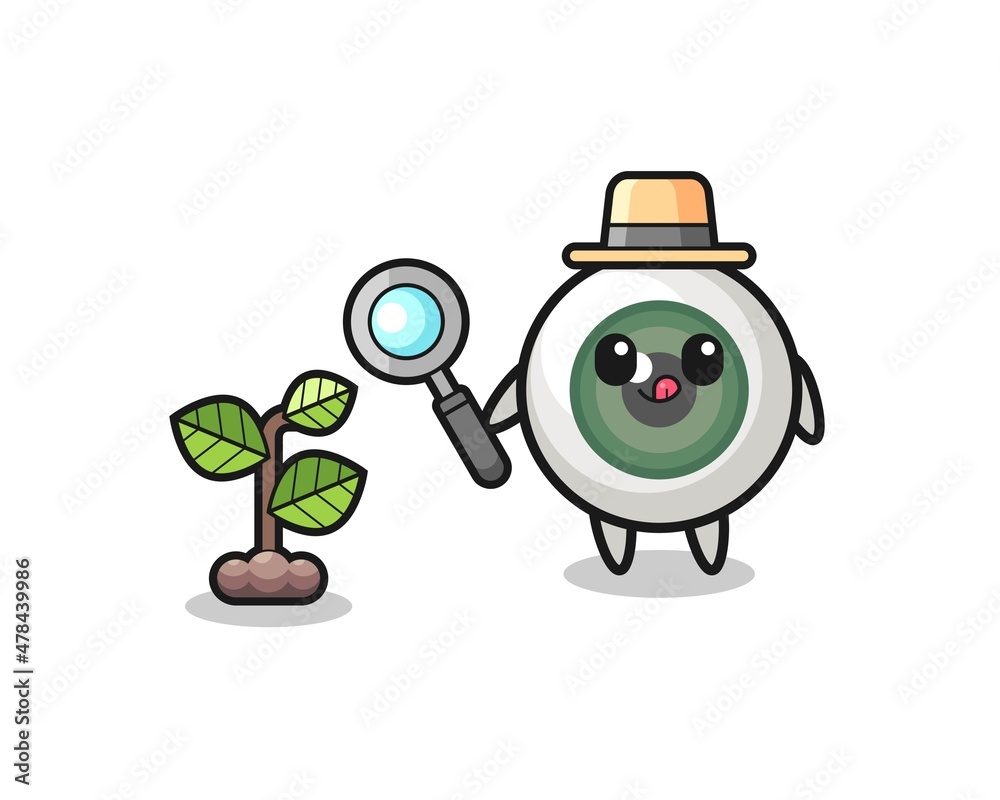cute eyeball herbalist researching a plants