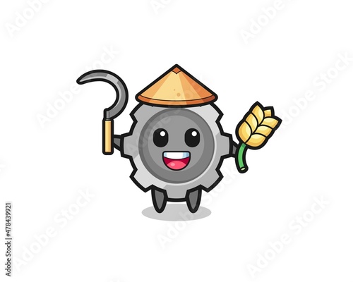 gear Asian farmer holding paddy