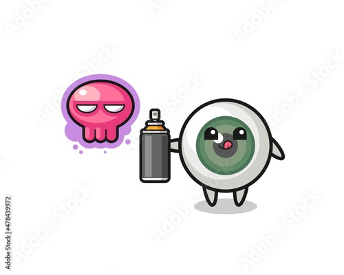eyeball cartoon make a graffiti with a spray paint