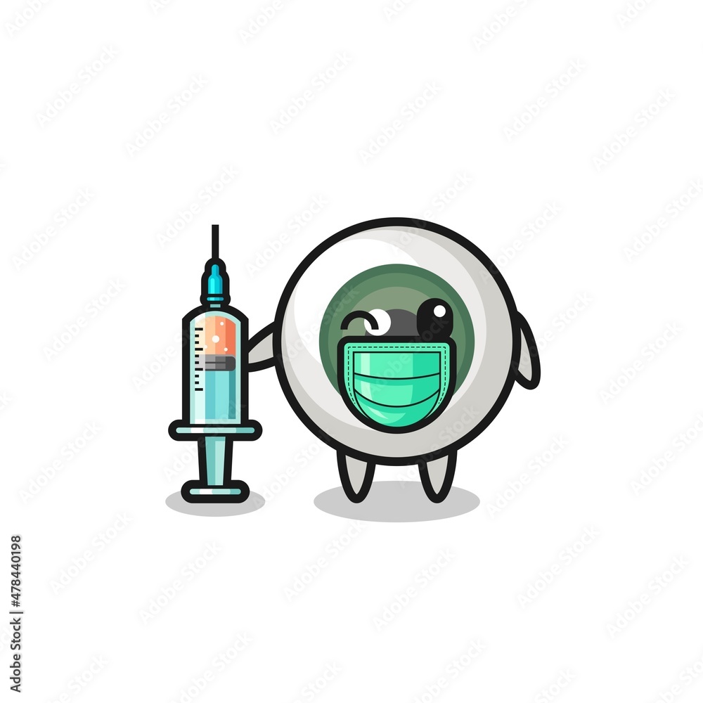 eyeball mascot as vaccinator eyeball mascot as vaccinator
