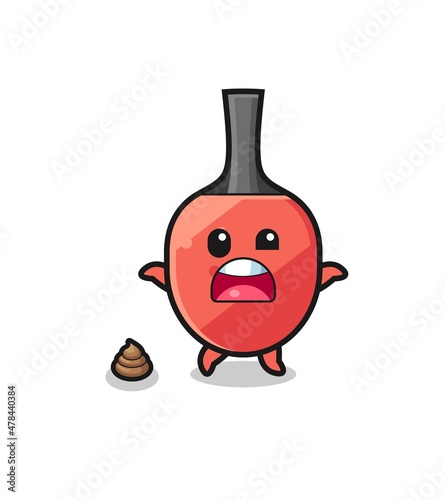 table tennis racket earth surprised to meet poop