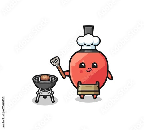 table tennis racket barbeque chef with a grill