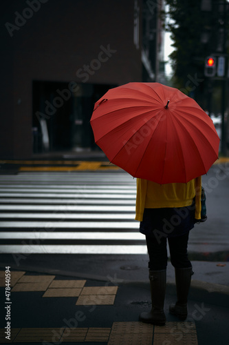                    women with red umbrella