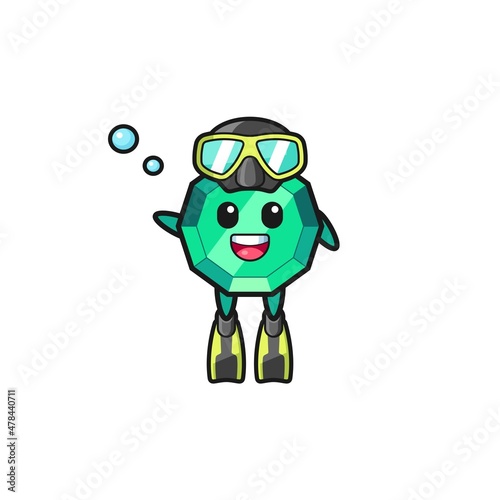 the emerald gemstone diver cartoon character