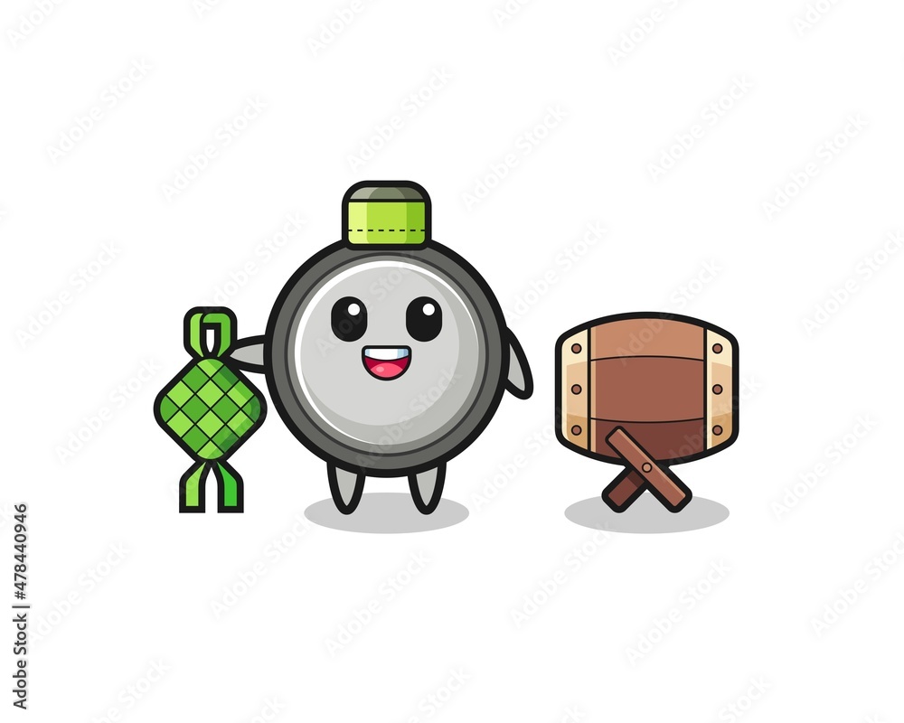 button cell muslim character are celebrating Eid Al Fitr button cell muslim character are celebrating Eid Al Fitr