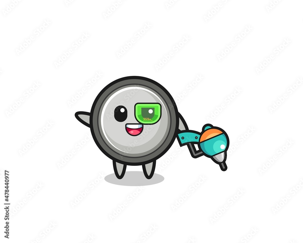 button cell cartoon as future warrior mascot button cell cartoon as future warrior mascot