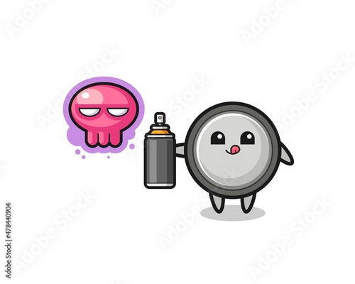 button cell cartoon make a graffiti with a spray paint