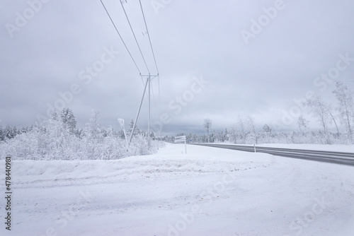 winter road in the snow