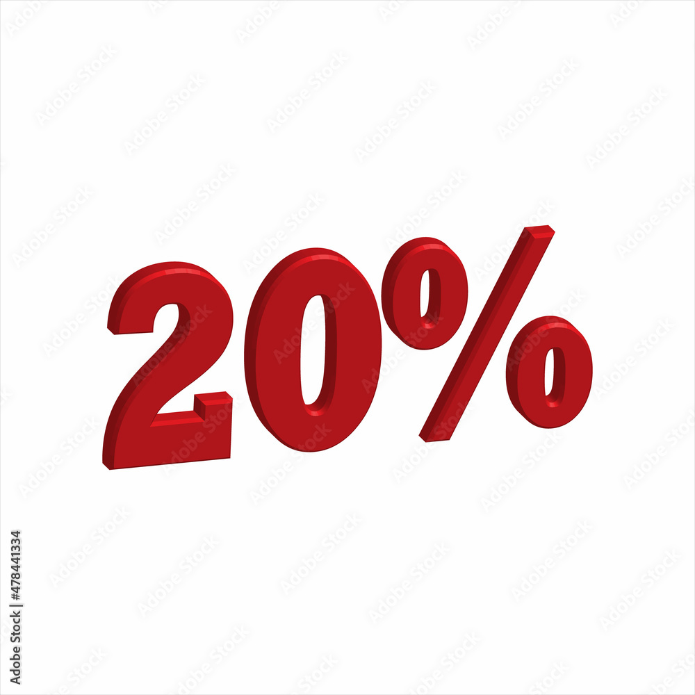 illustration of 3D rendering Number for Discount from a font set with the background.