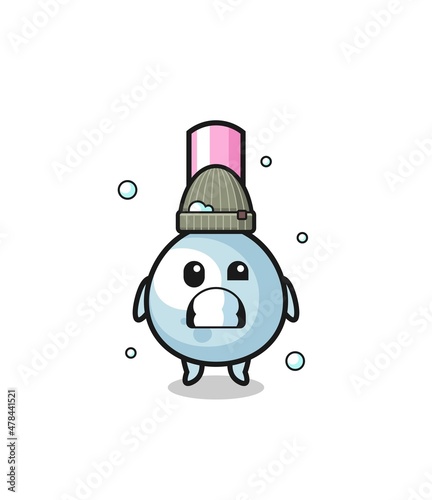 cute cartoon cotton bud with shivering expression