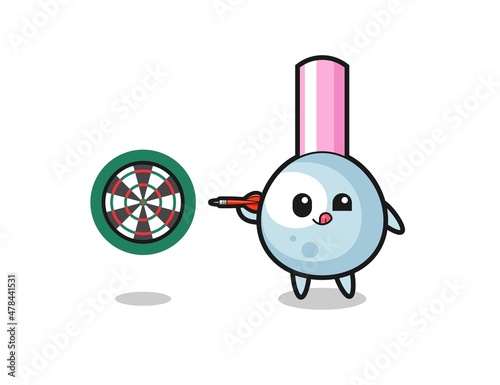 cute cotton bud is playing dart