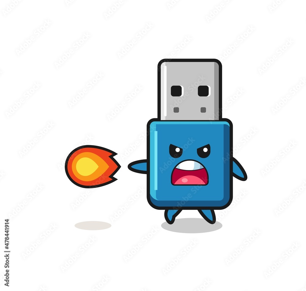 cute flash drive usb mascot is shooting fire power cute flash drive usb mascot is shooting fire power