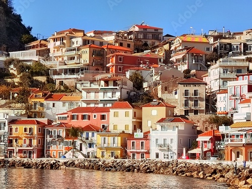 parga city greek tourist resort houses roofs sea   greece