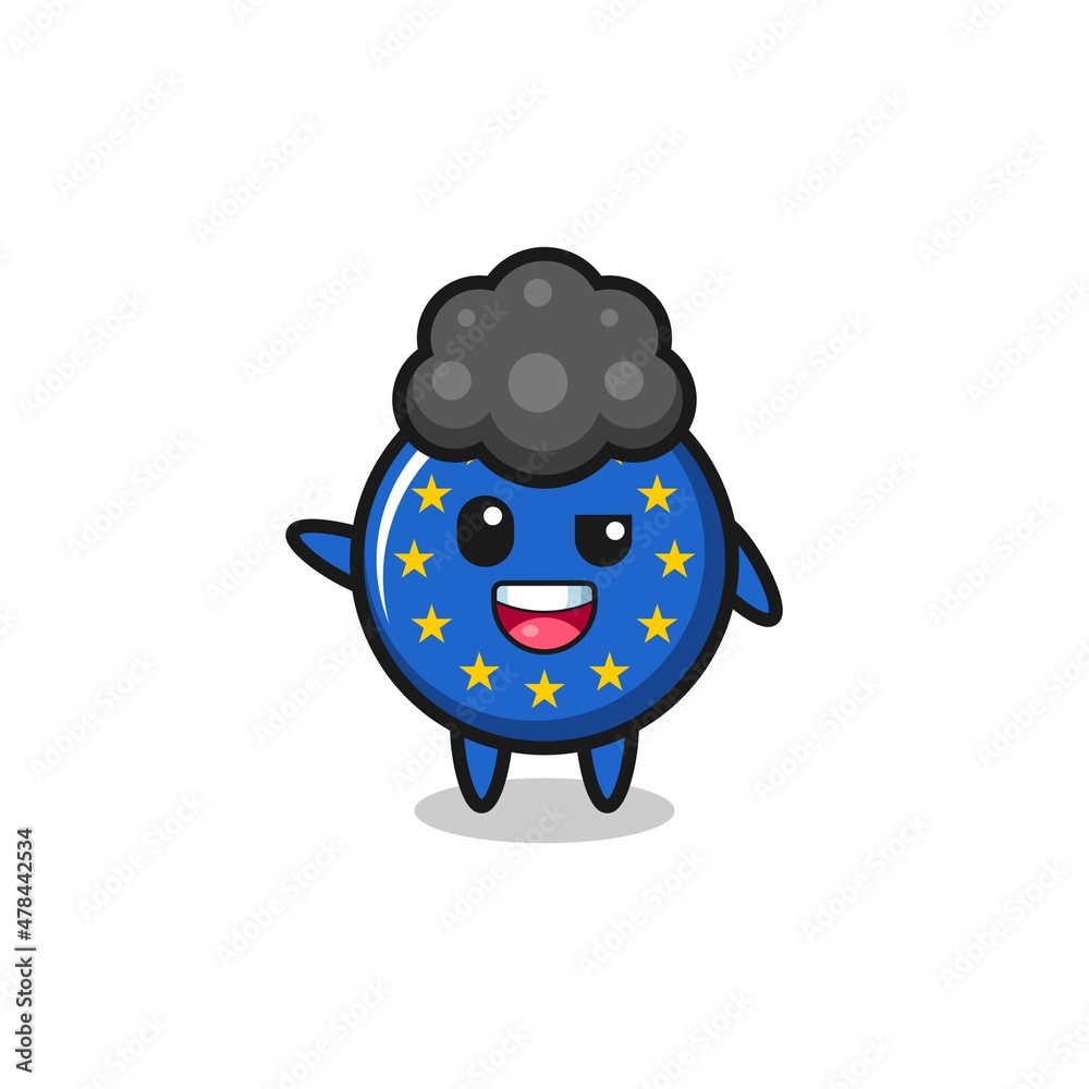 euro flag character as the afro boy