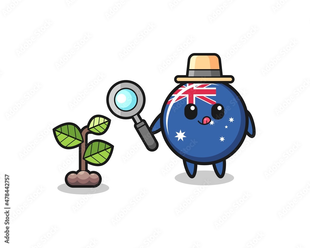 Fototapeta premium cute australia flag herbalist researching a plants