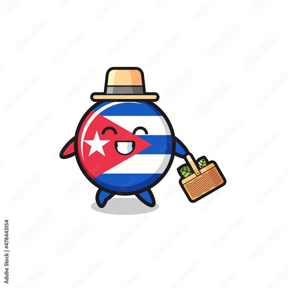 Fototapeta premium cuba flag herbalist character searching a herbal