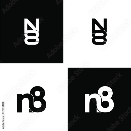n8 letter initial monogram logo design set