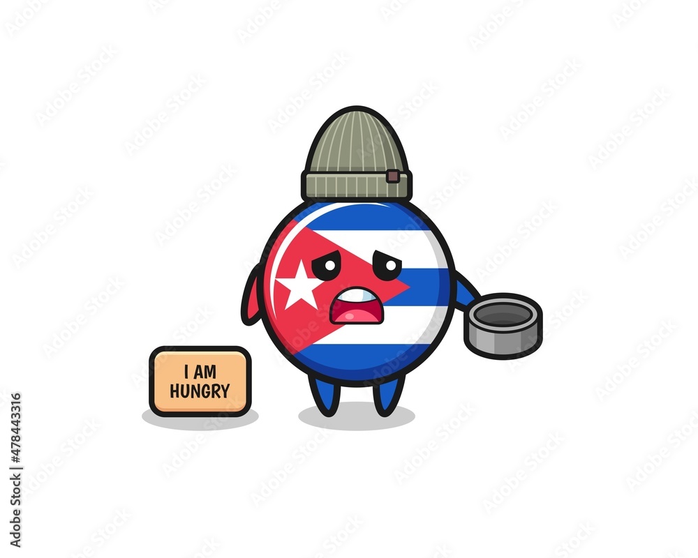 Fototapeta premium cute cuba flag beggar cartoon character