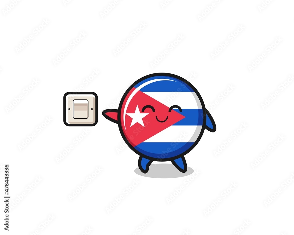 cartoon cuba flag is turning off light