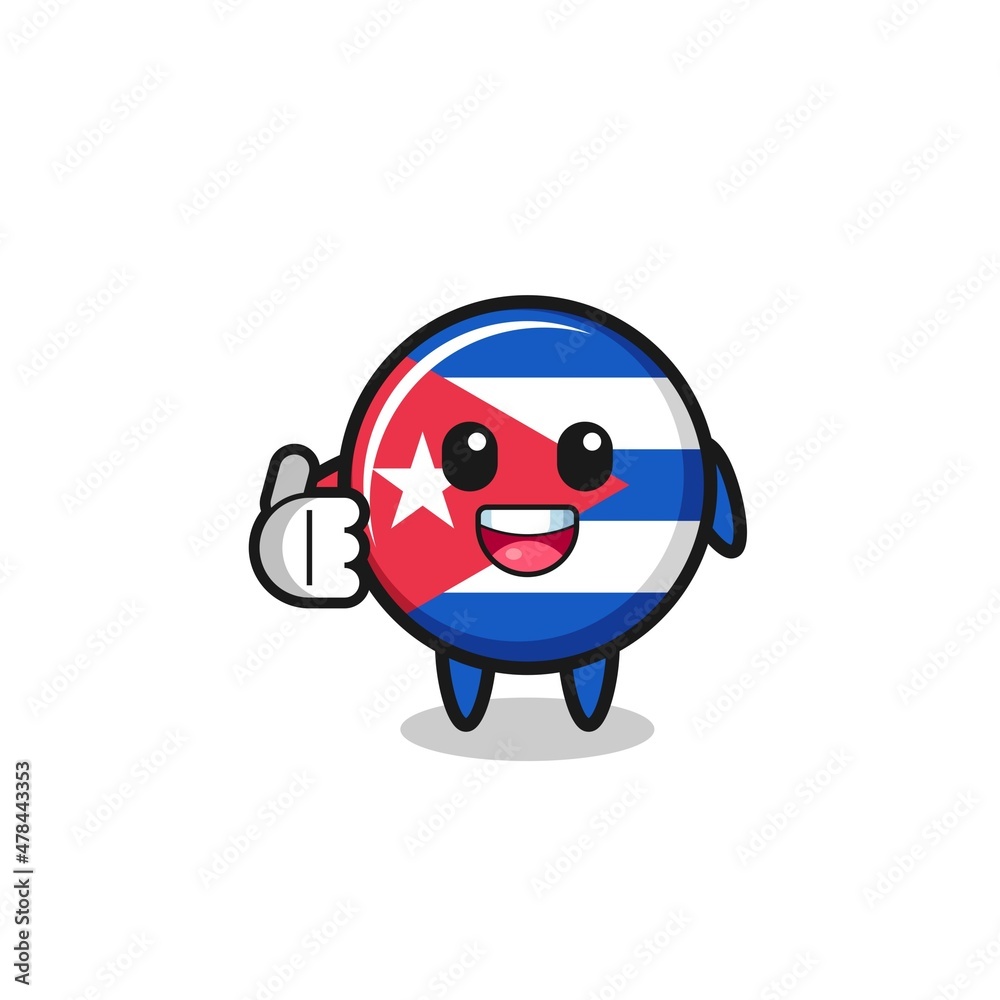Naklejka premium cuba flag mascot doing thumbs up gesture