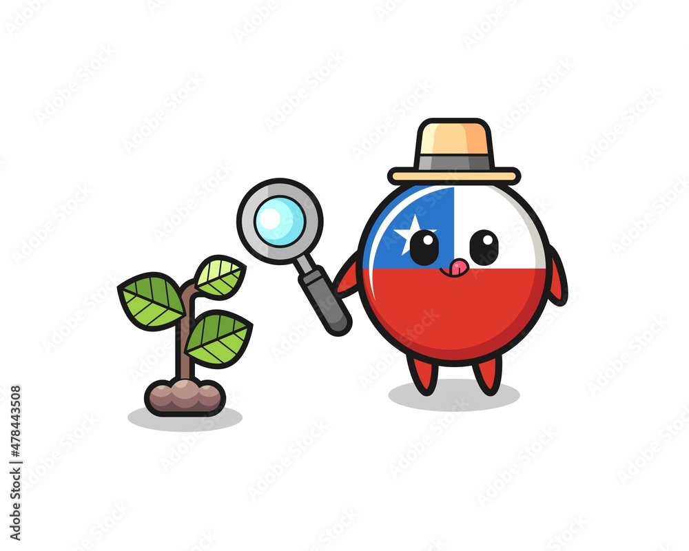 cute chile flag herbalist researching a plants