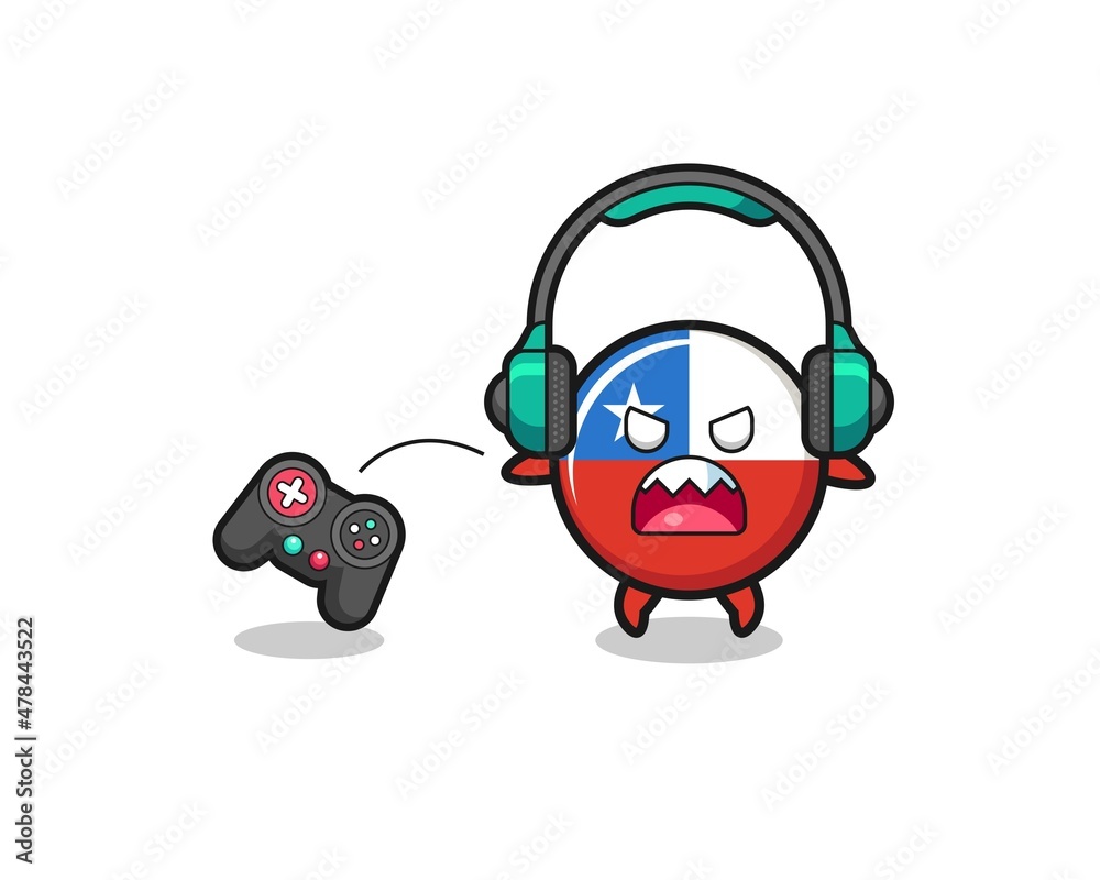 chile flag gamer mascot is angry