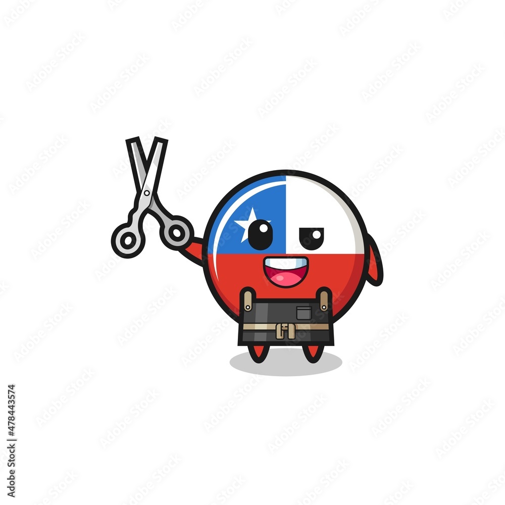 chile flag character as barbershop mascot chile flag character as barbershop mascot