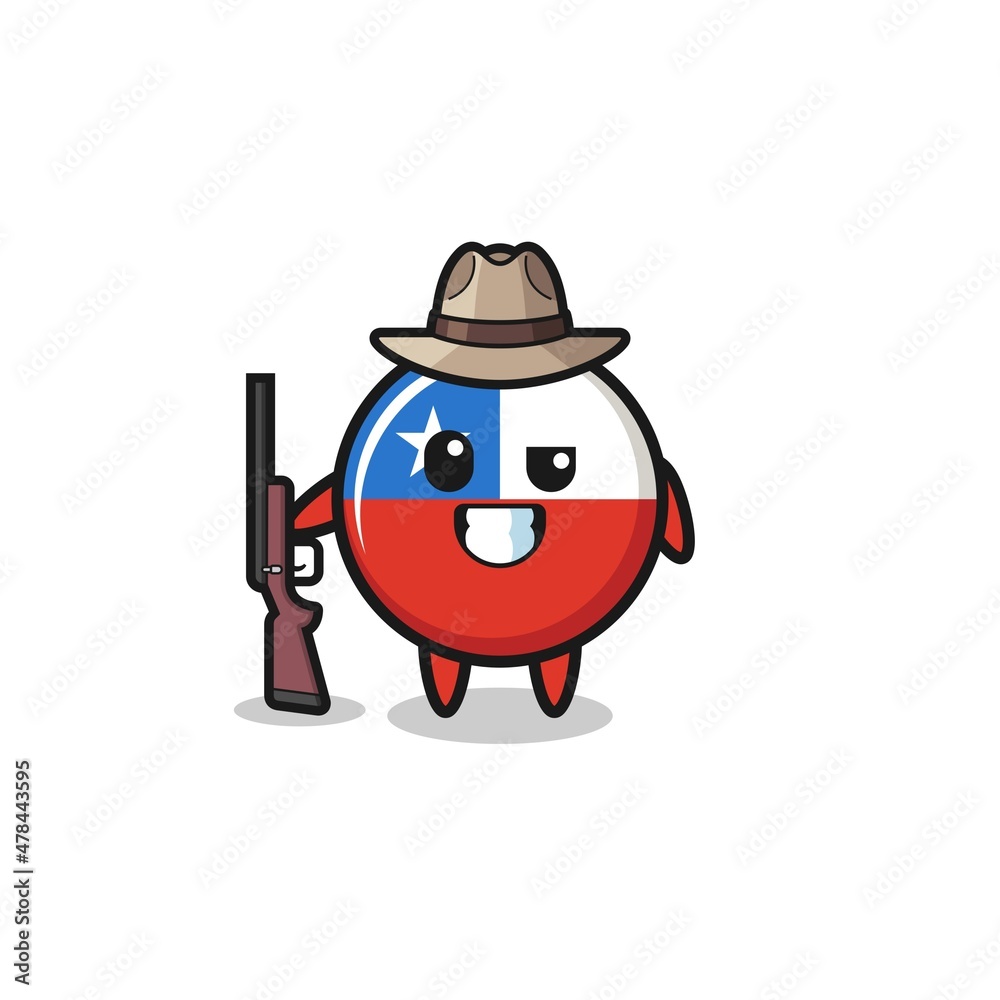 chile flag hunter mascot holding a gun