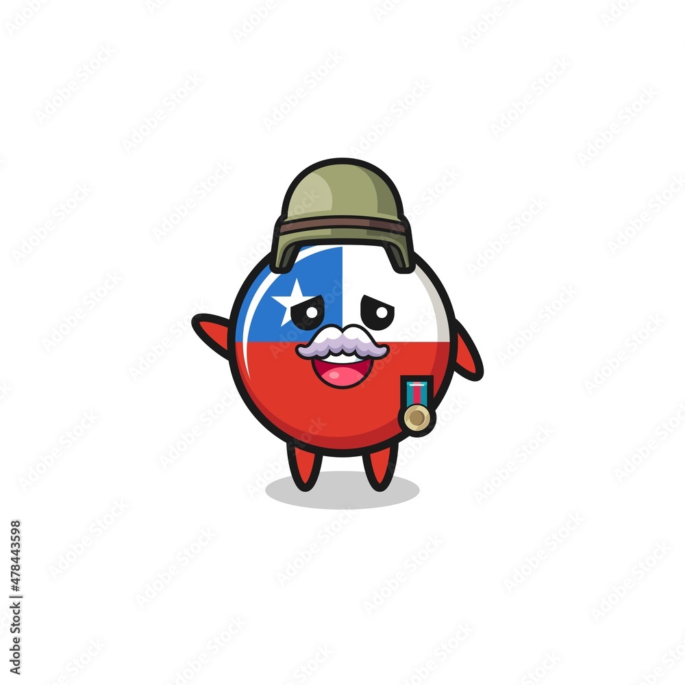 cute chile flag as veteran cartoon